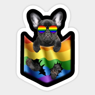 French Bulldog In Pocket LGBT Pride Flag For Dog Lovers Sticker